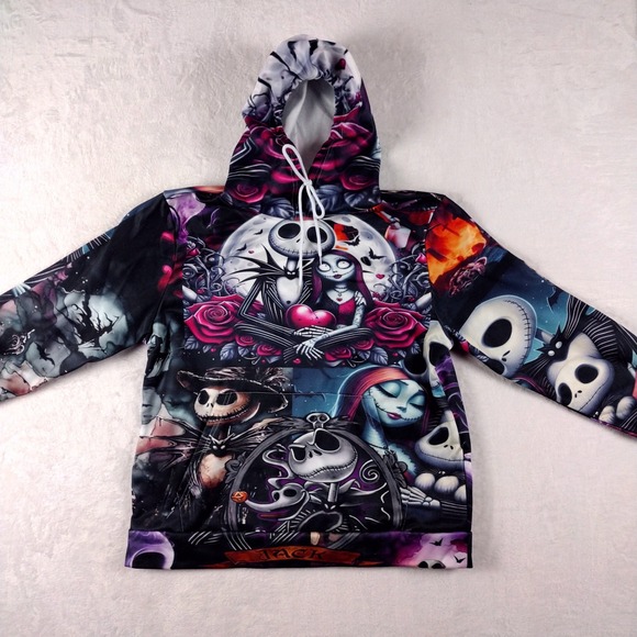 Disney Other - Nightmare Before Christmas Jack & Sally All Over Print Hoodie XL Purple Black